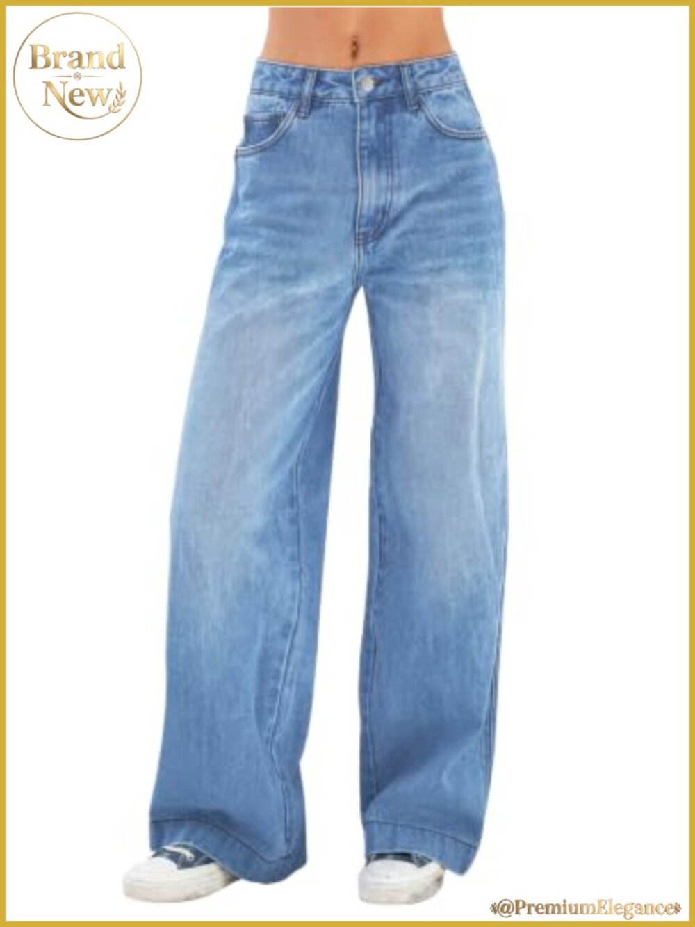 Wide Leg Baggy Jeans High Waist Stretchy Denim Pants Y2K Vintage